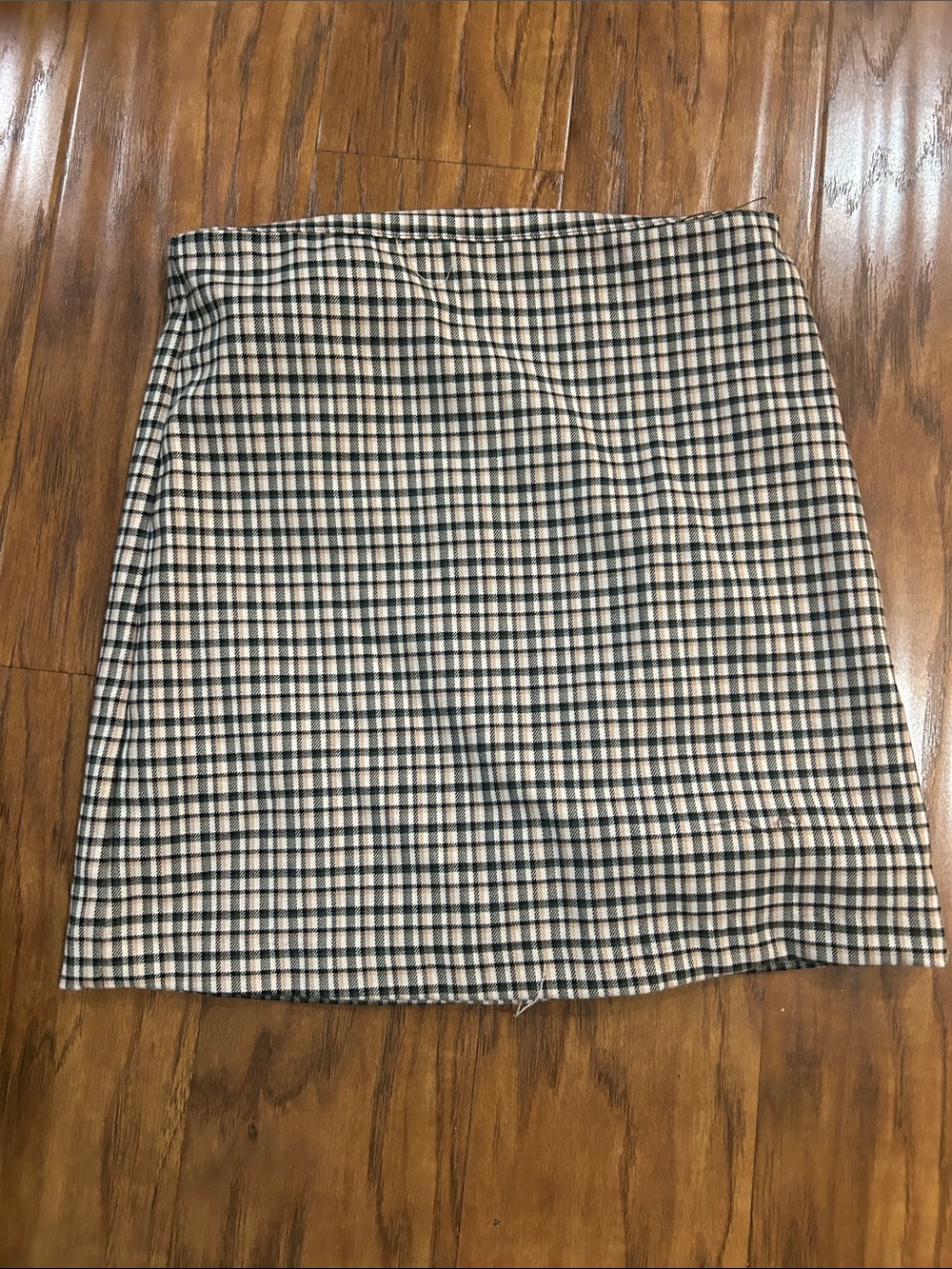 GB girls Beige and Black Plaid Mini Skirt